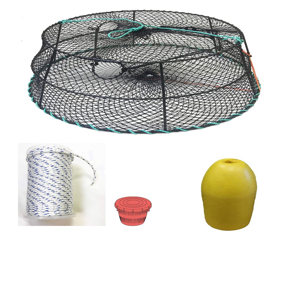 KUFA Sports (CT78+PAM1 Vinyl Coated Tower Style Prawn Trap (30"x20"x12"H, Mesh:1-1/8") with Prawn Trap Accessory Combo (1)