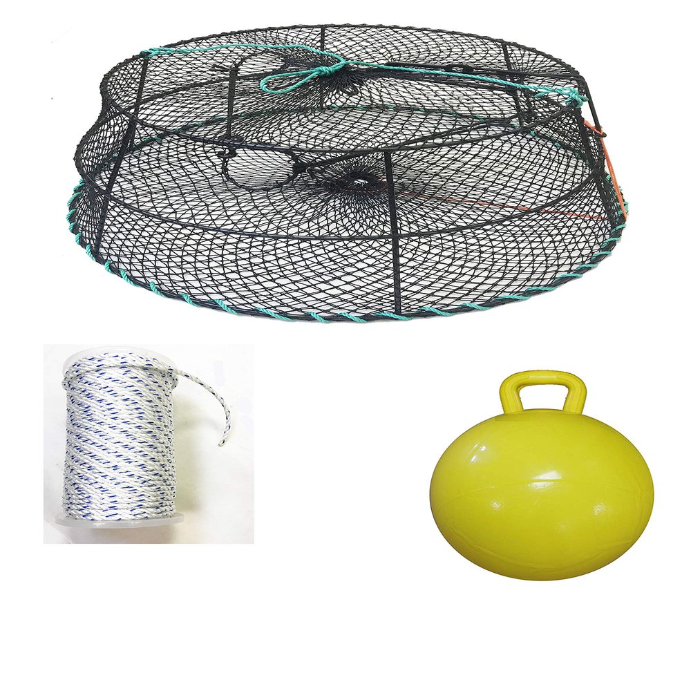 KUFA Sports (CT78+FYM405 Vinyl Coated Tower Style Prawn Trap (30"x20"x12"H, Mesh:1-1/8") with Prawn Trap Accessory Combo (1)
