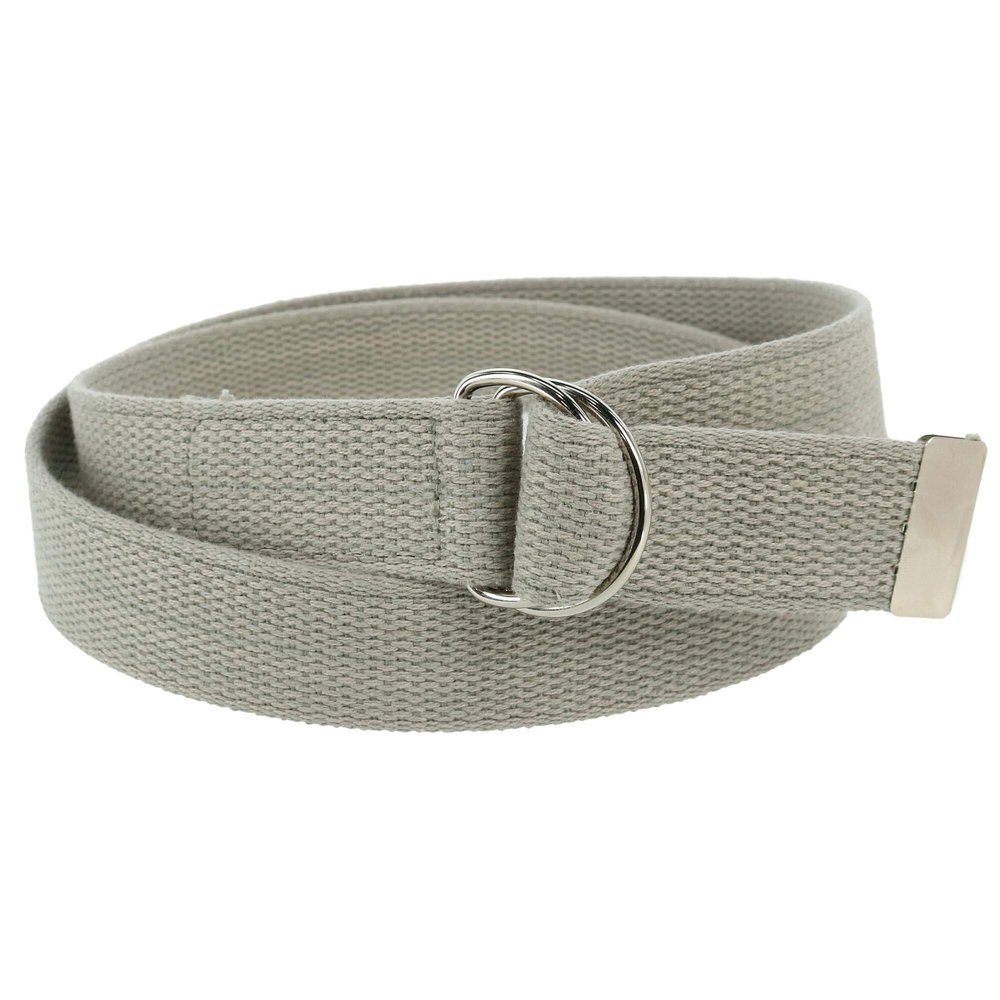 CTM Cotton Web 1.25 Inch Belt with D Ring Buckle, Light Grey