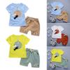 Baby Toddler Boys Summer Clothes Outfits 1-4 Years Old Kids Short Sleeve Cartoon T Shirt Tee and Shorts Pants Set (12-18 Months, Yellow) view 2