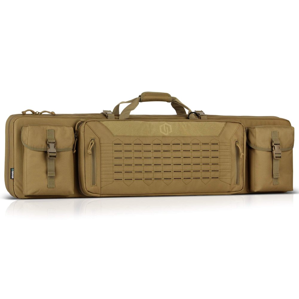 Savior Equipment Urban Warfare Tactical Double Long Gun Bag Case Backpack w/Pistol Handgun Case,55 Inch Flat Dark Earth Tan