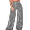 Yollmart Women's Glitter Silver High Waisted Bell Bottom Flared Pants Wide Leg Trousers-Silverlight-M view 1