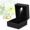 Yosoo LED Lighted Ring Box Earring Ring Gift Case Wedding Ring Jewelry Display Packaging Organizer Storage Holder for Engagement Wedding Gift (Black) view 2