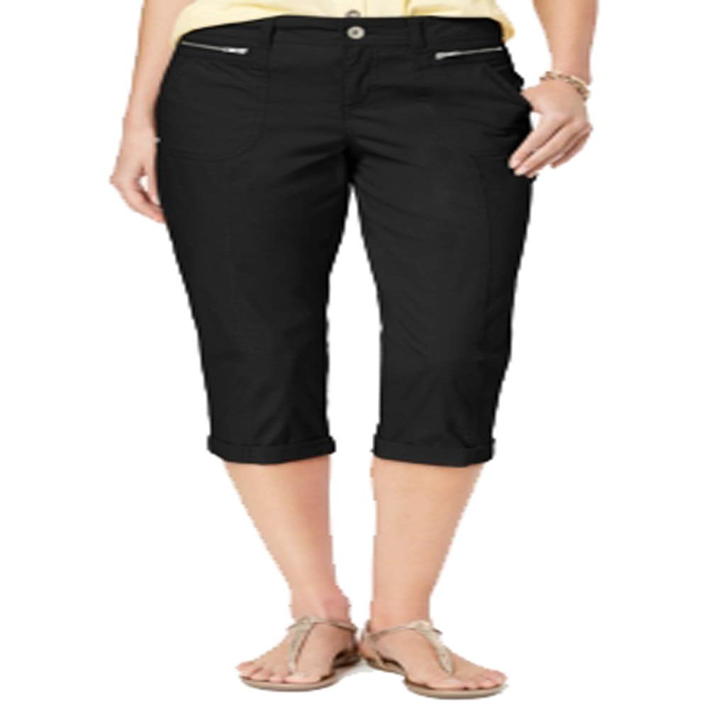 Style & Co. Women's Petite Cuffed Capri Pants (Deep Black, Petite 4)