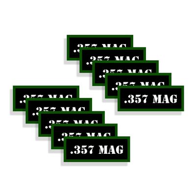 Speed Demon Hot Rod Shop Ammo Can Labels 357 Magnum Ammunition Decals 357 MAG 10 Pack Adhesive Vinyl 3"x1.15"