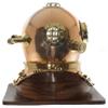 Maxnauticalmart Full-Size Replica US Navy Mark V Copper Finishing Diving Helmet Wood Base view 4