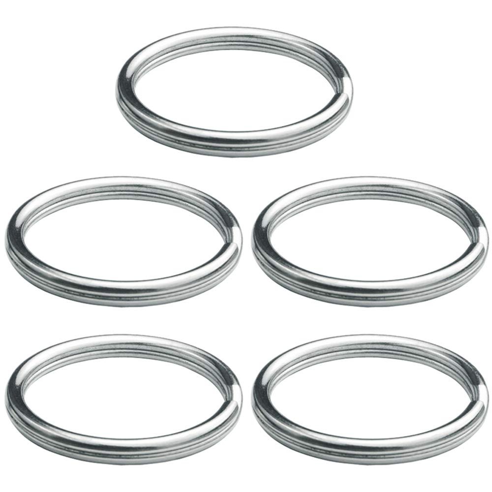 Auspichoice 316 Stainless Steel Key Ring Key Chain Marine Grade Keychain Split Ring Connector (30MMX5)