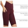 baleaf Workout Shorts Women 5" Tummy Control Short Pockets Wine Red XS view 4