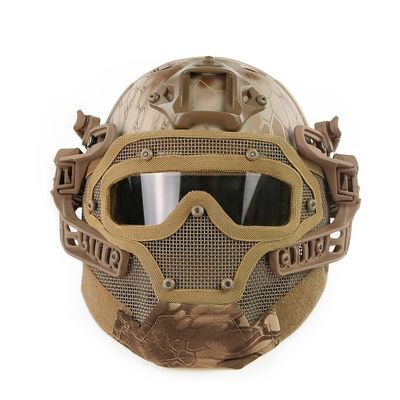 Helmet with Protective Goggle and Mesh Face Mask for Airsoft Paintball Games-(NO)