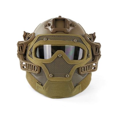 Helmet with Protective Goggle and Mesh Face Mask for Airsoft Paintball GamesTan