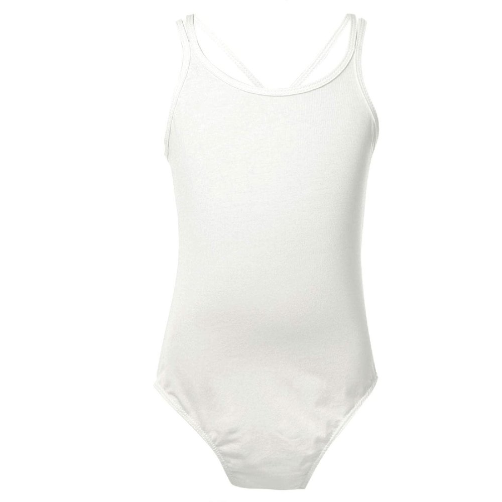YOOJIA Kids Girls Camisole Dance Leotard Double Straps Gymnastics Ballet Dance Leotard Jumpsuits Bodysuit Dancewear White 7-8