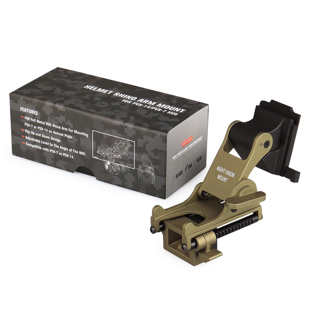 Metal Rhino Arm Helmet Mount Adapter with Adjustable Lever for Hunting Night Vision PVS14