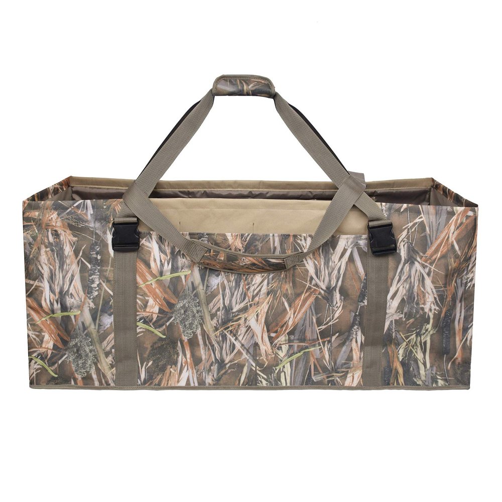 UNISTRENGH 12 Slot Duck Decoy Bag with Padded Adjustable Shoulder Strap Water Dirt Drain System Slotted Decoy Bags to Protect Duck Decoys (New Reed Camoflage)