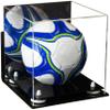 Better Display Cases Acrylic Display Case for Collectibles, Full Size Soccer Ball Display Case, White Risers & Black Base,WM, Handcrafted Showcase Box.DIM;9.75" L x 9.75" W x 9.75" H.(A027-WR) view 1