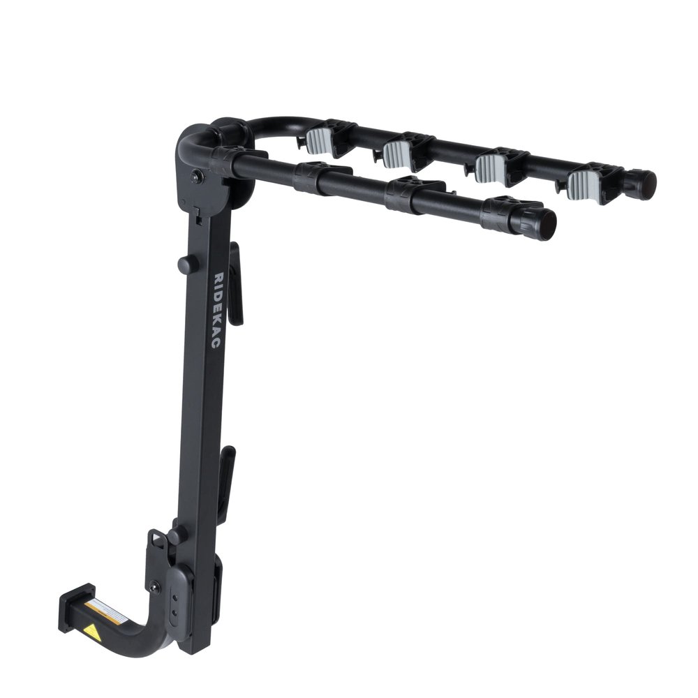 Ride KAC S4 Hitch Mounted 4-Bike Suspension Rack, Quick Release Handle, Double Folding, Smart Tilting Design, RV Use Prohibited, 2" Hitch