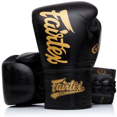 Fairtex Glory Kickboxing Gloves - Limited Edition (Black BGLG1 - Laceup, 16 oz)