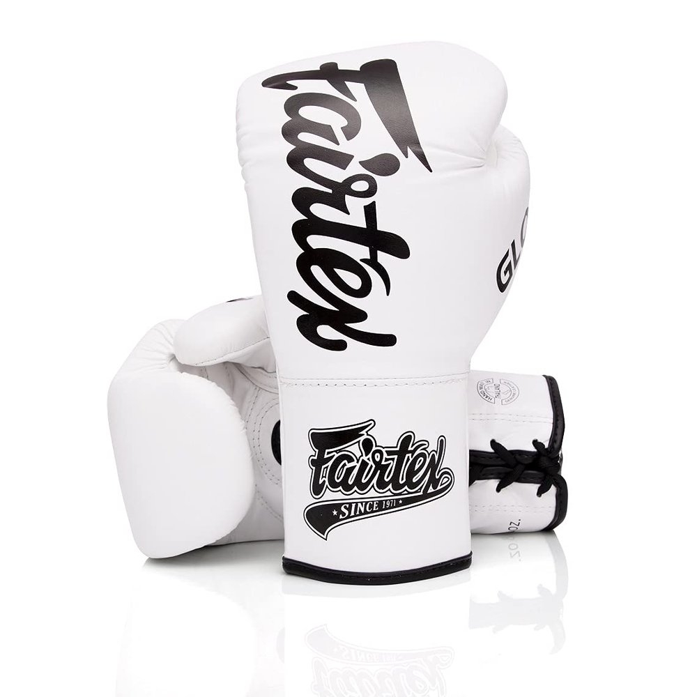 Fairtex Glory Kickboxing Gloves - Limited Edition (White BGLG1 - Laceup, 12 oz)