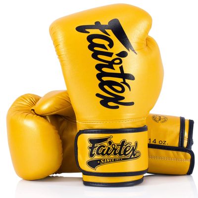 Fairtex Muay Thai Boxing Gloves for Men, Women, Kids | MMA Gloves, Kickboxing, Gym, Workout | Premium Quality, Light Weight & Shock Absorbent 18 oz Boxing Gloves- BGV18 Gold