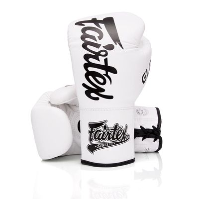 Fairtex Glory Kickboxing Gloves - Limited Edition (White BGLG1 - Laceup, 16 oz)