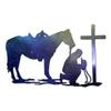 Cowboy Horse Prayer Cross - Vinyl Decal Sticker - 6" x 3.75" - Galaxy view 1