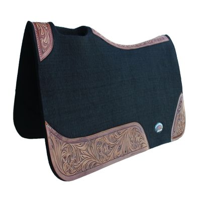 CHALLENGER Horse Saddle PAD Western Contoured Wool Felt Moisture Wicking Saddle Pad Black 39177BK