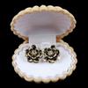 Baost Creative Sea Shell Shape Jewelry Box Earring Ring Necklace Display Tray Decorative Jewelry Trinket Box Storage Organizer Jewelry Gift Box with Sponge Ring Cuishion White view 3