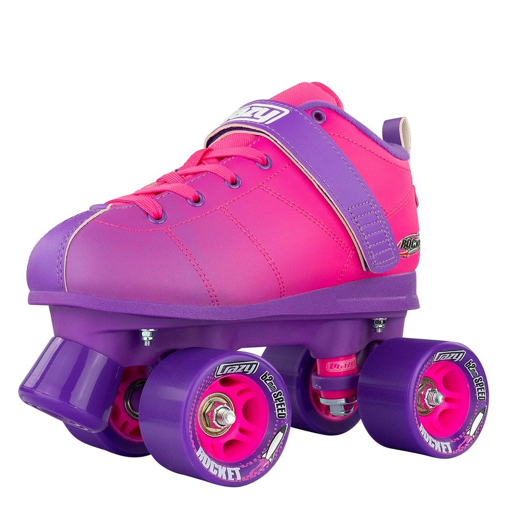 Crazy Skates Rocket Roller Skates - Quad Skates for Men and Women - Pink/Purple (Size: Mens 7.5 / Womens 8.5)