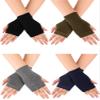 Blulu 4 Pairs Fingerless Gloves with Thumb Hole Cozy Half Fingerless Driving Gloves Knit Mittens for Women Men(Black, Grey, Navy Blue, Army Green) view 1