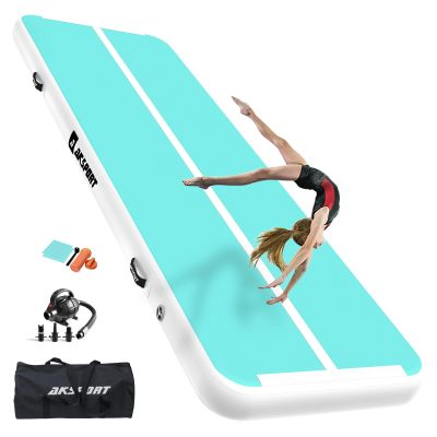 AKSPORT Gymnastics Air Mat Tumble Track Tumbling Mat Inflatable Floor Mats with Air Pump for Home Use/Tumble/Gym/Training/Cheerleading/Parkour/Beach/Park/Water