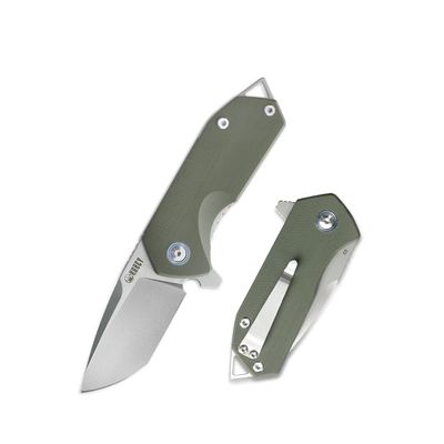 KUBEY Campe KU203 Folding Pocket Knife Compact Everyday Carry with 2.4" Tanto Balde and G10 Handle with Flipper Open for Camping Hunting and Outdoor (OD Green)