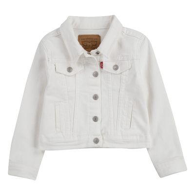 Levi's Girl's Denim Trucker Jacket, White, XL