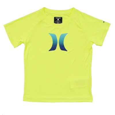 Hurley Little Boy's Rash Guard Shirt Swimwear, Volt Icon, 4