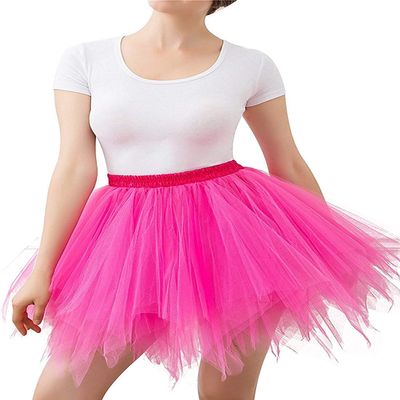 ChicWind Womens Rose Red Plus Size Puffy Tutu Layered Tulle Petticoat Skirt