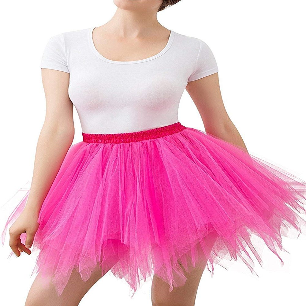 ChicWind Womens Rose Red Plus Size Puffy Tutu Layered Tulle Petticoat Skirt