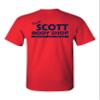 Keith Scott Body Shop TV Both Side Print Adult T-Shirt Tee (Small, Red w/Navy Blue) view 2