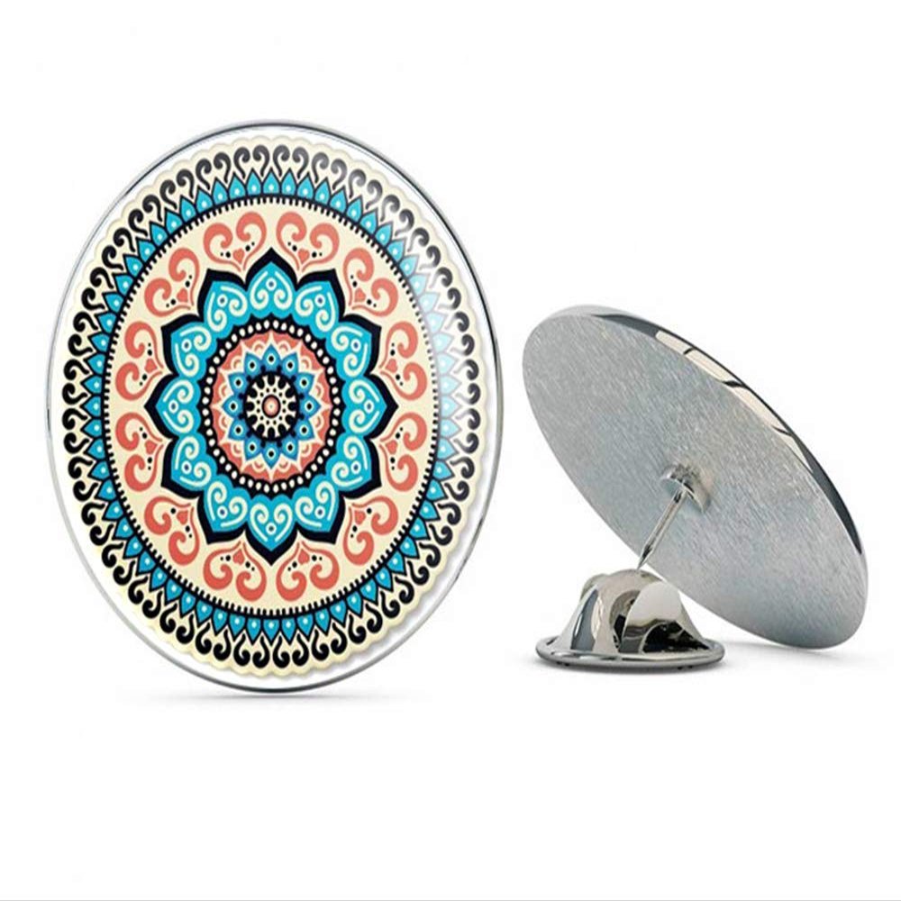 Mandala 4 Art Artistic Meditation Spiritual Round Metal 0.75" Lapel Pin Hat Shirt Pin Tie Tack Pinback
