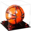 Better Display Cases Acrylic Display Case for Collectibles, Full Size Soccer Ball Display Case, Red Risers & Black Base, Handcrafted Showcase Box.DIM;9.75" L x 9.75" W x 9.75" H. (A027-RR) view 1