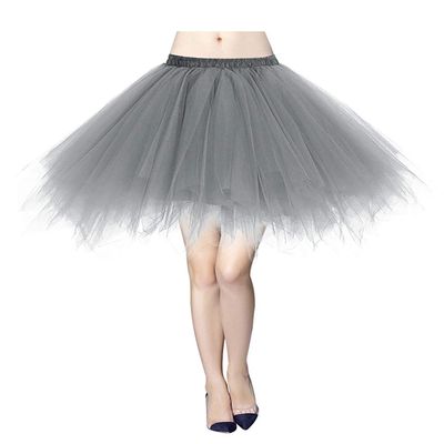 ChicWind Womens Grey Plus Size Puffy Tutu Layered Tulle Petticoat Skirt