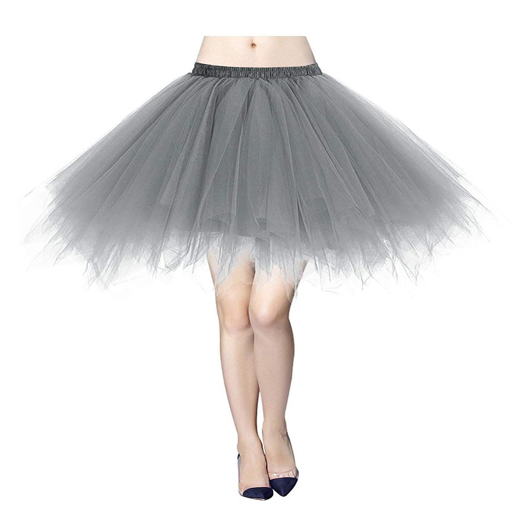 ChicWind Womens Grey Plus Size Puffy Tutu Layered Tulle Petticoat Skirt