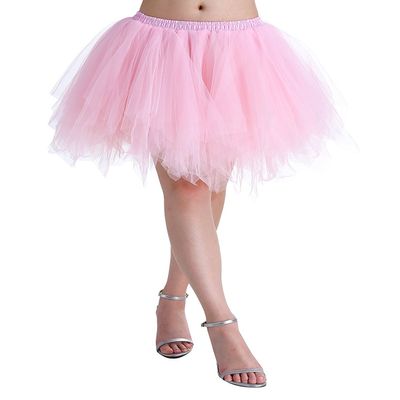 ChicWind Womens Pink Puffy Tutu Layered Tulle Petticoat Skirt