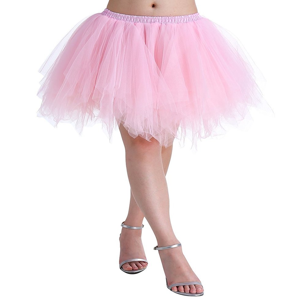 ChicWind Womens Pink Puffy Tutu Layered Tulle Petticoat Skirt