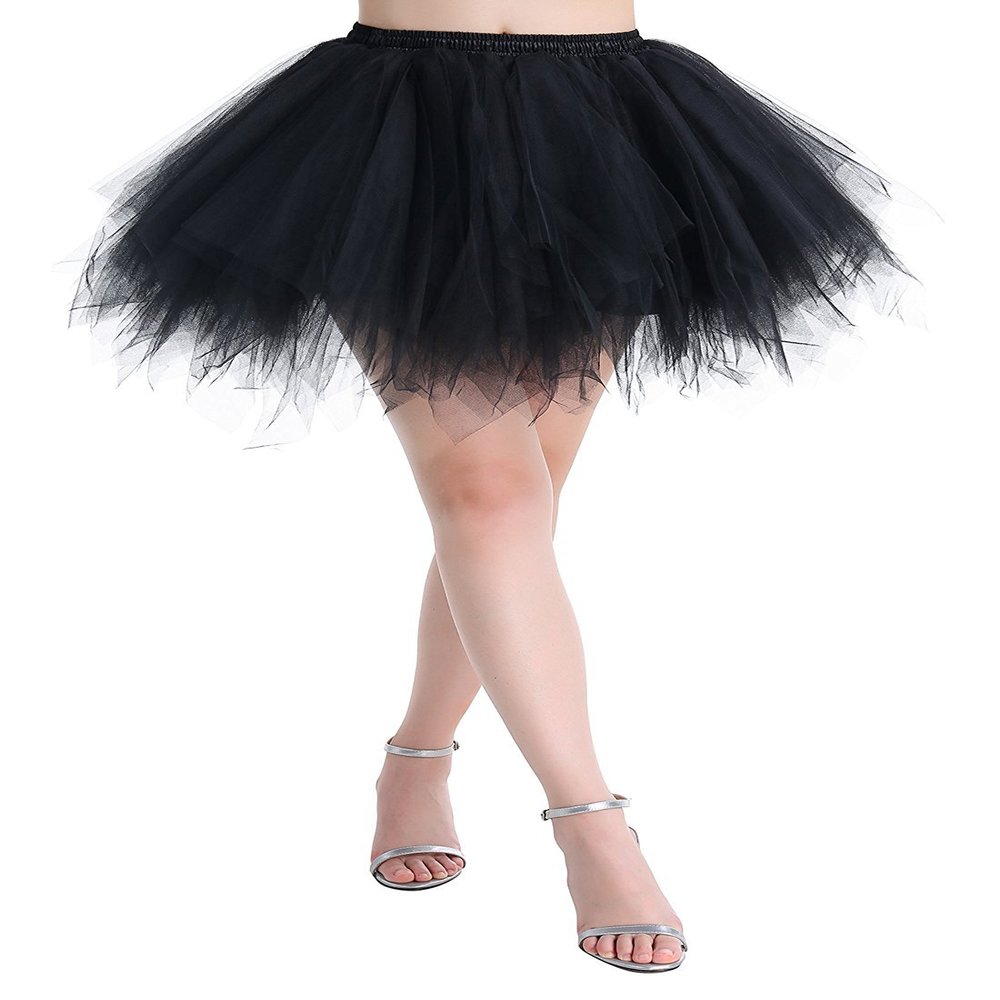 ChicWind Womens Black Puffy Tutu Layered Tulle Petticoat Skirt