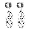 TBOSEN 2pcs Classic Double Linear Loops Design Twist Wave Dangling Ear Gauges for Women view 1