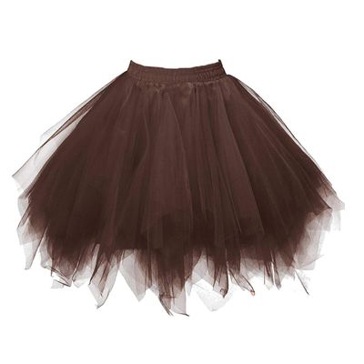 ChicWind Womens Brown Plus Size Puffy Tutu Layered Tulle Petticoat Skirt