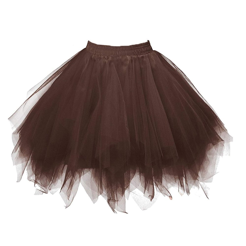 ChicWind Womens Brown Plus Size Puffy Tutu Layered Tulle Petticoat Skirt