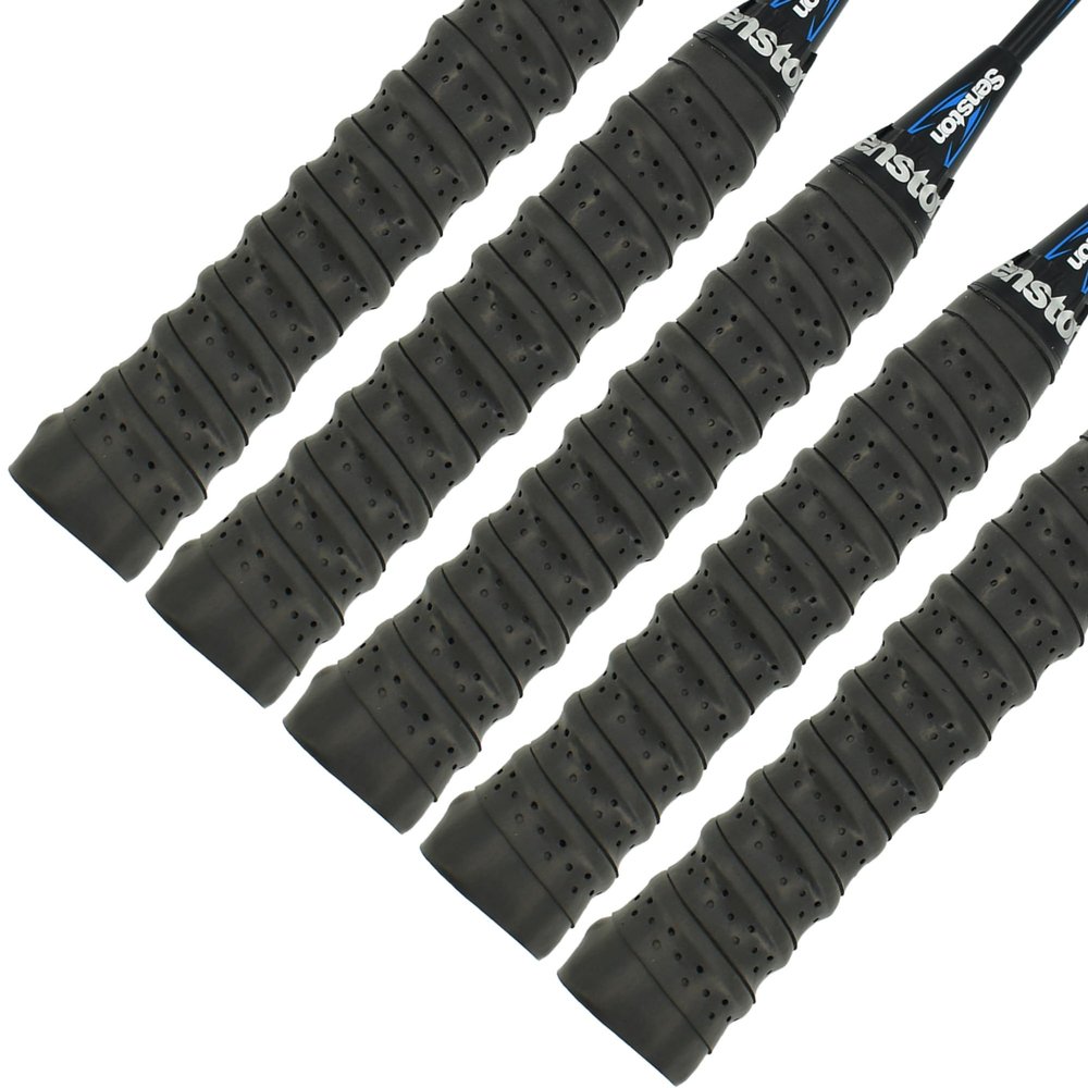 Senston New Rackets Grip Anti Slip Perforated Super Absorbent Tennis Overgrip Badminton Overgrip Pickleball Overgrip 5 Pack Black
