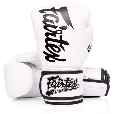 Fairtex Glory Training Gloves - Premium Leather MMA & Boxing Gloves |Handmade in Thailand - Shock-Absorbing Foam Padding | Ideal for Kickboxing, Sparring & Competition (White-16oz)