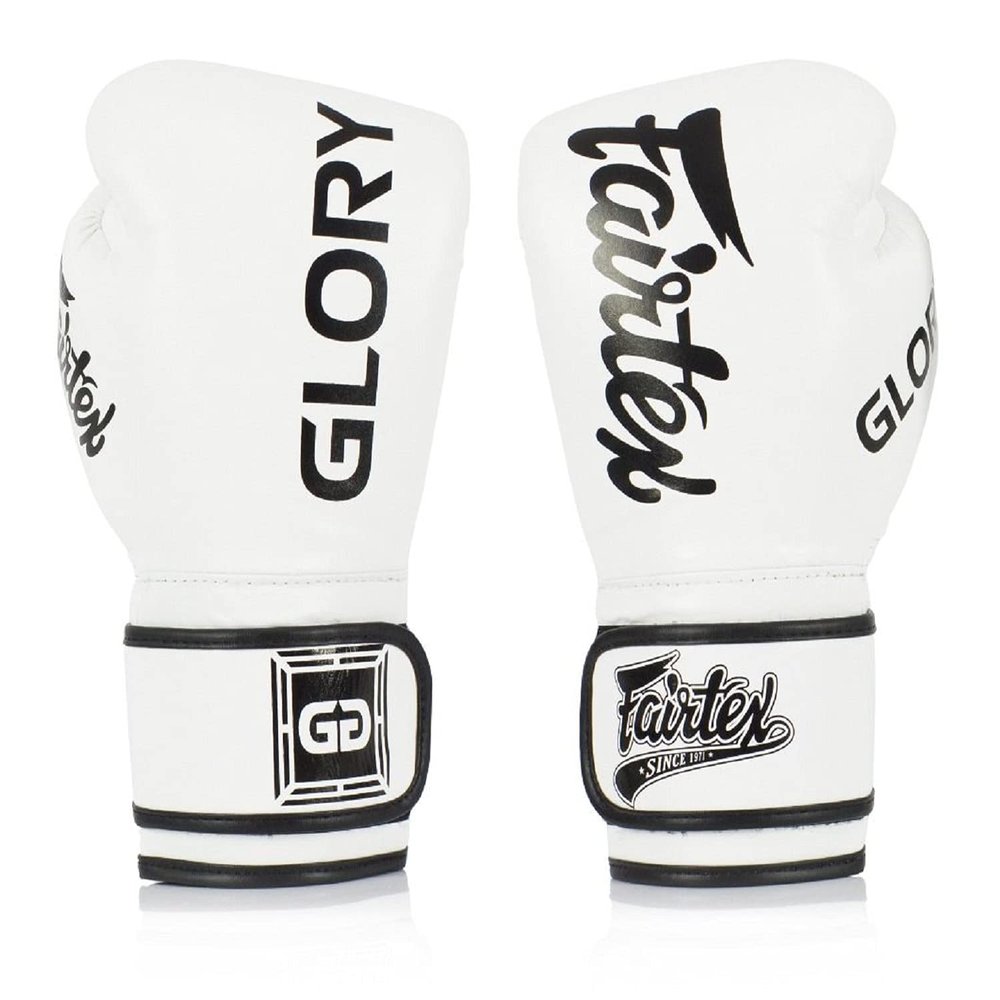 Fairtex Glory Training Gloves - Premium Leather MMA & Boxing Gloves |Handmade in Thailand - Shock-Absorbing Foam Padding | Ideal for Kickboxing, Sparring & Competition (White-14oz)