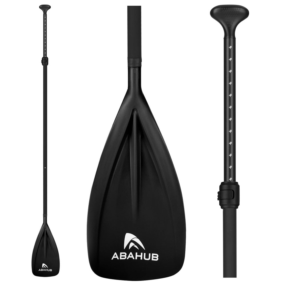 Abahub SUP Paddles - 3 Piece Adjustable Stand up Paddle - Lightweight Oar for Paddleboard, Adjustable Aluminum Alloy PU Coated Shaft 68" - 84", Black Plastic Nylon Blade