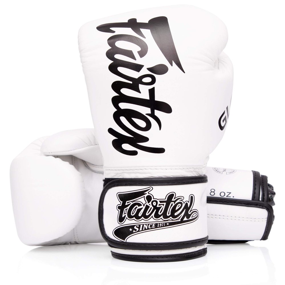 Fairtex Glory Training Gloves - Premium Leather MMA & Boxing Gloves |Handmade in Thailand - Shock-Absorbing Foam Padding | Ideal for Kickboxing, Sparring & Competition (White-12oz)